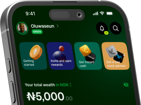 Bamboo app showing a ₦5,000 wallet balance and quick actions